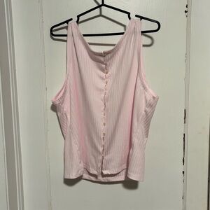 Bluenotes Everyday Pink Ribbed Button-Front Tank – Size XL